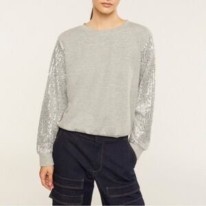 HEARTLOOM Women's Light Grey/Silver Sequin Sweatshirt Size M